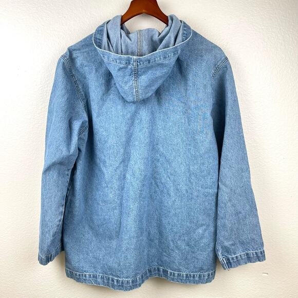 Y2K 90s Vintage Womens Jacket Sz XL Oversized Zip Denim Hoodie Utility Workwear - Picture 4 of 12